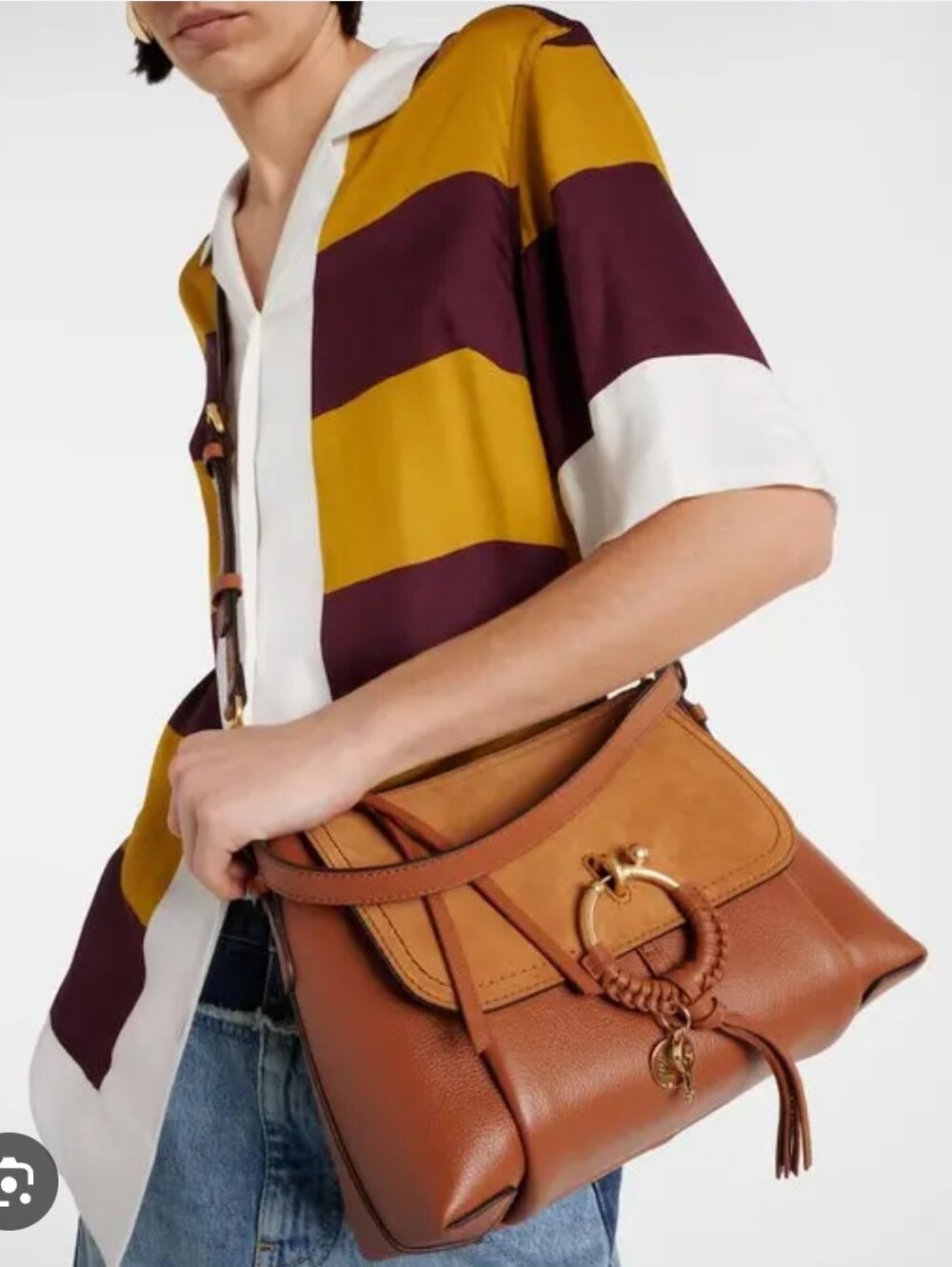 Brown Joan Medium Leather Shoulder Bag